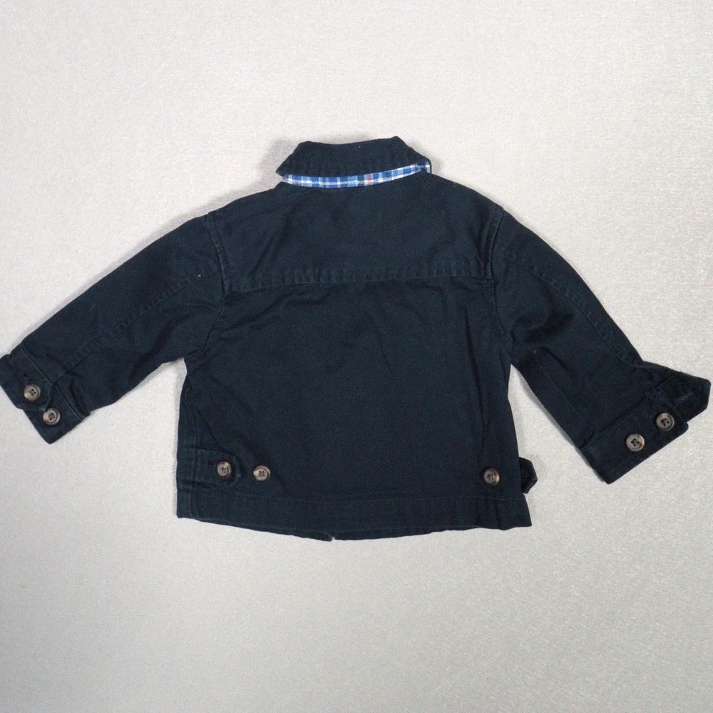 Polo Ralph Lauren Harrington Jacket Plaid Collar Classic Preppy Navy Baby 12M